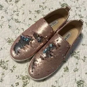slim fit dress slacks Brisa Rose Gold Rhinestone Girls Shoes – Moreno's Wear